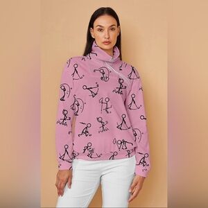 Acegolfs NWT Pink Stick Figure Golf Pullover Woman’s Size Large Activewear